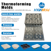 Molde de Bandeja Articulada Automatizada de Cuatro Compartimentos, Fabricado con CNC, Aluminio Pulido, Tolerancia 0.02-0.05mm, para Vajilla de Alta Precisión