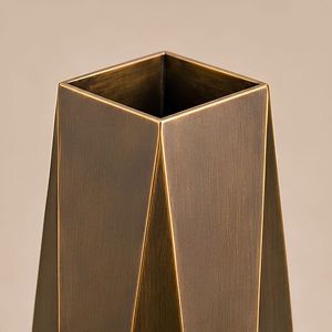 <b>Tall</b> Geometric Decorative <b>Vase</b> Brass Table Metal <b>Flower</b> Holder Irregular Handmade Centerpiece for Living Room Office - Product Image 5