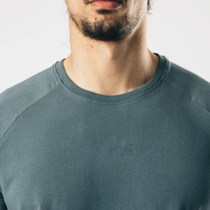 T-shirt à manches courtes pour homme, coupe ajustée, col rond, couleur unie, tissu jersey à séchage rapide, vêtements décontractés, gris - Product Image 3