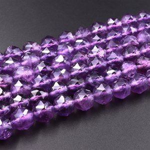 Perles rondes en améthyste naturelle, double cœur, taille étoile, facettées, 6 mm, 8 mm, 10 mm, pour la création de bijoux - Product Image 5