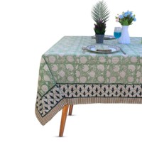 Nappe de table en coton Sanganeri imprimée au bloc, faite à la main, motif floral indien, écologique, anti-poussière, pour la maison moderne