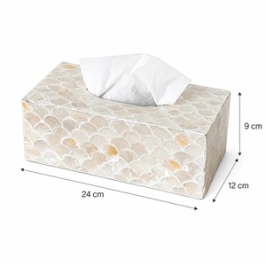 Caja de pañuelos rectangular hecha a mano de ILAHI con incrustaciones de nácar, moderna, ecológica y multiusos ICOMB-14022 - Product Image 1