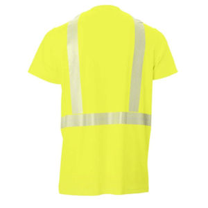 100% Cotton Yellow/Navy High Visibility ANSI Class 1 Reflective Safety Work <b>T</b>-shirt for Men with Customized Logo - Product Image 2