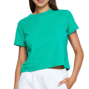 Concevez votre propre haut court pour femme, imperméable, coupe-vent, écologique, à séchage rapide, respirant, couleur unie, col rond, coupe classique - Product Image 1