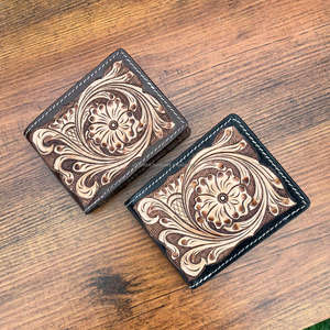 กระเป๋าสตางค์ผู้ชายหนังแท้ลายดอกไม้ทำด้วยมือสไตล์หรูหราพร้อมที่ใส่บัตรและเงินสด - Product Image 5