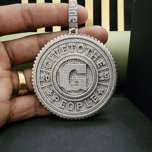 Custom Iced Out Moissanite Pendant 925 Silver Hip Hop Circle Pendant Personalized Letter Pendant Pass Diamond <b>Tester</b> Pendant - Product Image 5
