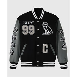 Chaqueta Universitaria de Béisbol Personalizada de Alta Gama para Hombre y Mujer, Chaqueta de Invierno con Cuello Alto, Prenda Exterior para Parejas, 100% Algodón Ecológico, Personalizable en la Parte Delantera - Product Image 1