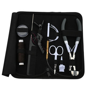 White Hair Extension tools Kit with Tape In Plier Loop Curved Needles <b>Bead</b> Box Parting Finger Big Sectioning Clips Salon Scissor - Product Image 1