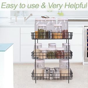Étagère à épices en métal à trois niveaux, support de rangement pour la cuisine, design minimaliste, organisateur empilable avec finition peinture laquée - Product Image 5
