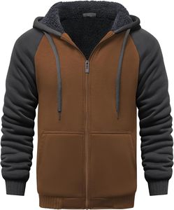 Sudadera con capucha para hombre al por mayor, de forro polar grueso con cremallera lateral, bajo curvo, patrón liso de invierno, tejido de punto, característica antiencogimiento - Product Image 4