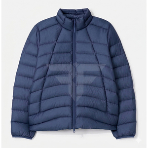 Custom Men's Stand-Collar Puffer <b>Jacket</b> <b>Waterproof</b> Lightweight Canvas Outerwear for Autumn & Winter <b>Warm</b> Letter Pattern - Product Image 1