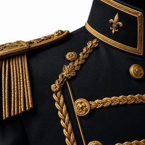 Chaqueta de estilo negro para hombre con bordado dorado y epaulettes para desfiles y uniformes de regimiento para adultos. - Product Image 2