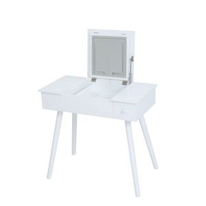 FCH LED <b>Mirror</b> Vanity <b>Table</b> Set Flip Top Makeup & Writing Desk with Cushioning Stool 2 Drawers for Dressing up - Product Image 1