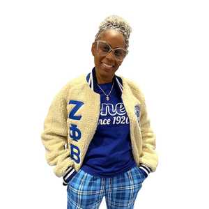 Zeta Phi Beta Sherpa Bomber <b>Jacket</b> Women Fleece <b>Zip</b> <b>Up</b> <b>Jacket</b> Warm Winter Coat Greek Sorority Stylish Casual Outfit - Product Image 5
