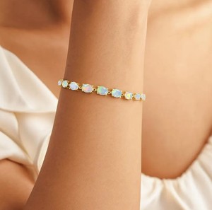 Opal Stone Charm Bracelet for Women 925 Sterling Silver Gold Plated Elegant <b>Fire</b> Opal October Birthstone Fine Jewelry - Product Image 4