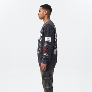 Custom <b>Men</b> Acid <b>Wash</b> Long Sleeve Sweatshirt Heavyweight Fleece Oversized Crew Neck Streetwear Pullover OEM ODM Manufacturer - Product Image 4