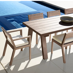 Outdoor Garden Dining Chair Cushioned Patio Seat Wooden Leisure Furniture for <b>Balcony</b> Villa Hotel - Product Image 6