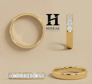 แหวนแต่งงานเพชรทรงบาแกตต์ทองคำ 14K หรูหรา ประดับเพชรแล็บโกรว์แบบช่องสำหรับผู้หญิง ขายส่งเครื่องประดับ - Product Image 5