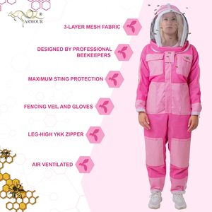 Combinaison d'apiculteur ventilée à 3 couches pour femmes |   Gants de protection anti-piqûres niveau D en maille respirante (résistance à la chaleur 150-300°C) - Product Image 2
