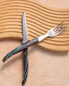 Juego de Cubiertos de Lujo de Acero Inoxidable con Mango de Resina Colorida, Cuchara, Tenedor y Cuchillo, Reutilizables, Aptos para Lavavajillas, para Fiestas - Product Image 3