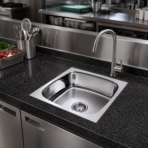 Évier de cuisine en acier inoxydable 304 à cuve unique, à encastrer, carré, poli, design moderne, facile à nettoyer - Product Image 6