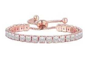 Asscher Cut Natural Diamond <b>Adjustable</b> Chain Tennis <b>Bracelet</b> Rose <b>Gold</b> Luxury Unisex Custom 10kt Fine Jewelry at Wholesale Price - Product Image 3