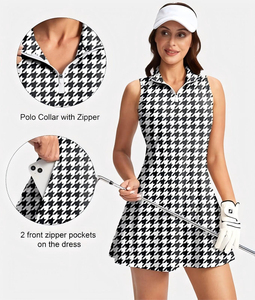 Vestido Mini Estampado Completo, Vestido Deportivo sin Mangas con Botones, Vestido de Golf Personalizado, Vestidos Deportivos Tipo Polo - Product Image 2