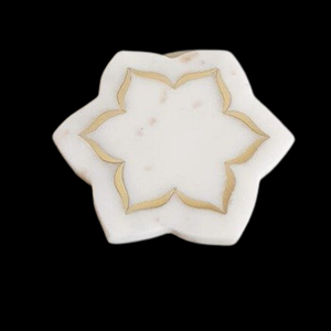 Posavasos de Mármol Blanco Hecho a Mano con Forma de Estrella, Plato de Piedra Natural de Lujo para Bebidas, Bandeja Decorativa para Mesa del Hogar, Herencia de Agra - Product Image 1