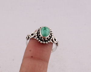 Wholesale Natural <b>Turquoise</b> <b>Ring</b> 925 Sterling Silver Vintage Statement <b>Rings</b> Semi Precious Gemstone Jewelry for Women 2026 Trend - Product Image 2