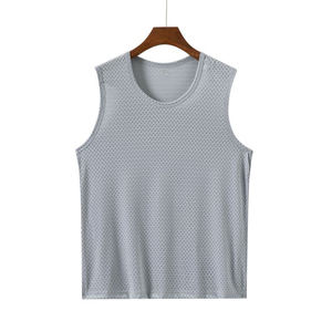Camiseta sin mangas de poliéster 100% transpirable de malla de secado rápido para gimnasio y fitness para hombre, chaleco de tela tejida de 180 g para deportes al aire libre al por mayor - Product Image 6