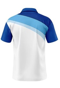 เสื้อโปโลผู้ชาย แขนสั้น ผ้าถัก ดีไซน์สีขาวน้ำเงิน แบบลำลอง - Product Image 3