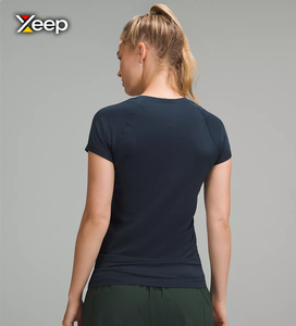 T-shirt décontracté léger pour femme XEEP, coupe ample, manches courtes, respirant, col en V, brodé, tricoté, polyester/coton - Product Image 2
