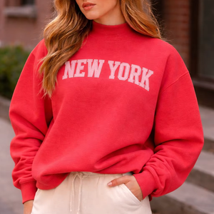 Comfortable Women's Winter Regular Oversized Printed Mockneck Pullover Cotton Polyester Fleece Front Logo Smooth Exterior Cozy - Product Image 1