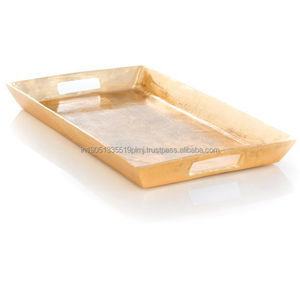 ถาดเสิร์ฟหรือถาดเสิร์ฟอาหารทรงสี่เหลี่ยมโลหะสีทองสำหรับร้านอาหารโรงแรมและโต๊ะรับประทานอาหาร - Product Image 3