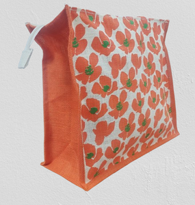 Sac fourre-tout en jute imprimé floral personnalisé, poignée en sangle PP, fermeture éclair, sac de shopping écologique laminé, sac d'épicerie réutilisable, URBAN TOTE - Product Image 1