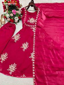 Conjunto de Vestido, Pantalón y Dupatta de Seda Elegante con Bordado y Lentejuelas de 5mm, Completamente Cosido, Moda Femenina - Product Image 5