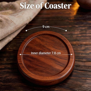 Handmade Sheesham Wood <b>Coaster</b> <b>Set</b> With Matching Holder. Embossed Border Premium Wholesale Tableware For Cafe, Home & Bar - Product Image 3