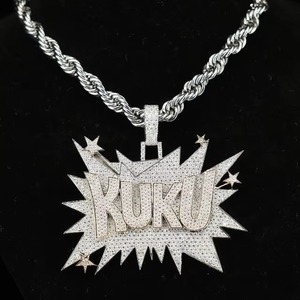 จี้รูปดาวประดับเพชรโมอิสซาไนต์ทรงกลมแบบ Iced Out เงินแท้ 925 ชุบโรเดียม สร้อยคอฮิปฮอปแบบ Bling สำหรับผู้ชาย จี้แบบ Micro Pave - Product Image 2