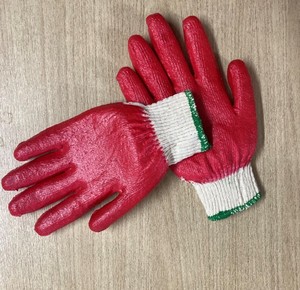 Red Cotton Latex Coated Cut-Resistant Knit Gloves Ambidextrous Pull on Cuff Household Cleaning Protection - Product Image 3