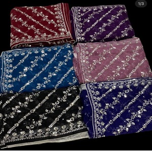 Heavy Georgette Colección de Sari de boda tradicional para mujeres y niñas Sari occidental digital indio y pakistaní para Bodas de fiesta - Product Image 6
