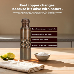 Pure <b>Copper</b> Water <b>Bottle</b> Handmade Ayurvedic <b>Drinking</b> <b>Bottle</b> for Healthy Water Storage and Daily Use - Product Image 5