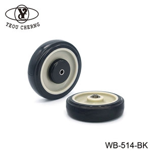 Black TPU Cart Caster Wheel 127mm Plain Bearing for Commercial Retail <b>Trolleys</b> Wholesale - Product Image 1