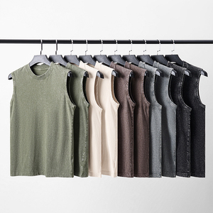 เสื้อกล้ามโลโก้แบบกำหนดเองสำหรับผู้ชาย – เสื้อแขนกุดสไตล์วินเทจสตรีทแวร์ |   เสื้อยืดลำลองสำหรับฤดูร้อนสไตล์มัสเซิล - Product Image 2