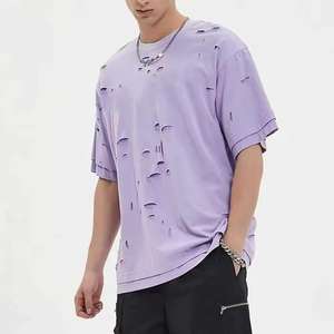 Camisetas de Verano Personalizadas para Hombre, Estilo Desgastado, Cómodas, Transpirables, Tallas Grandes, Algodón Rústico, Diseño OEM - Product Image 4