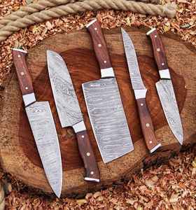 Nouvel arrivage : Ensemble de couteaux de cuisine Santoku en acier Damas, personnalisable, multifonctionnel, compatible lave-vaisselle, pour cuisinier moderne - Product Image 2