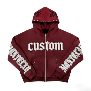 Glory Custom Applique Bordered Embroidery Design Rhinestone Oversized Hoodie Premium Quality 100% Cotton OEM Wholesale - Product Image 2