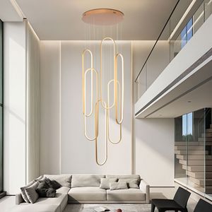 Lampadario a Sospensione LED Moderno con Anello, 3 Colori Dimmerabili, Oro, 157 Pollici, Illuminazione Contemporanea per Soffitti Alti - Product Image 2