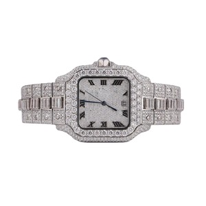 Reloj de Lujo Unisex de Acero Inoxidable con Incrustaciones de Diamantes, Cristal de Zafiro, Cuarzo, Correa con Cierre Plegable, Cuadrado de 41 mm, Fecha Automática 10 - Product Image 1