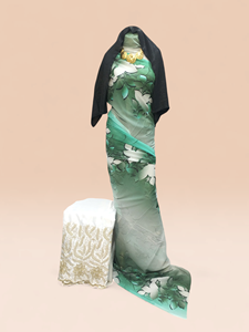 Conjunto de Tela Suiza Dirac con Estampado de Árbol Rojo Premium - Elegante Traje Tradicional Somalí con Chal a Juego - Product Image 6