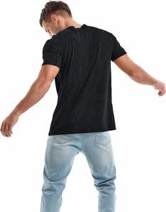 Camiseta negra para hombre, diseño liso, manga corta, algodón transpirable, logotipo personalizado, ropa casual, suministro al por mayor, ajuste veraniego - Product Image 6